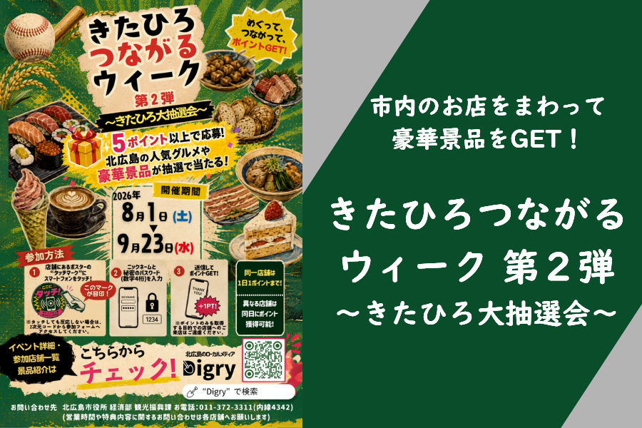 【イベント情報】市内の人気グルメや豪華景品が当たる！？『きたひろつながるウィーク第２弾～きたひろ大抽選会～』